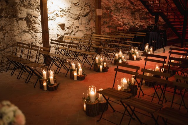 Gyertyafényes téli dekoráció - Winter decoration with candlelights