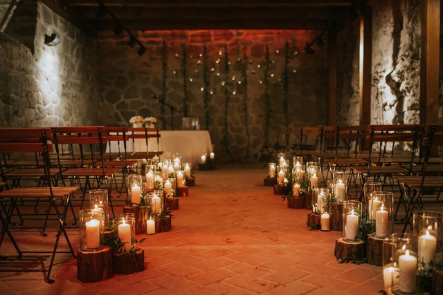 Gyertyafényes téli dekoráció - Winter decoration with candlelights