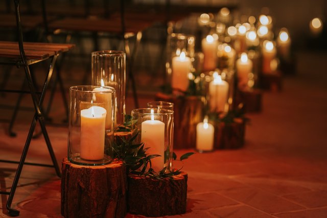 Gyertyafényes téli dekoráció - Winter decoration with candlelights